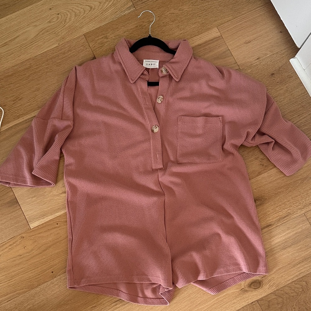 Sabo Skirt Pink Button-Up Romper